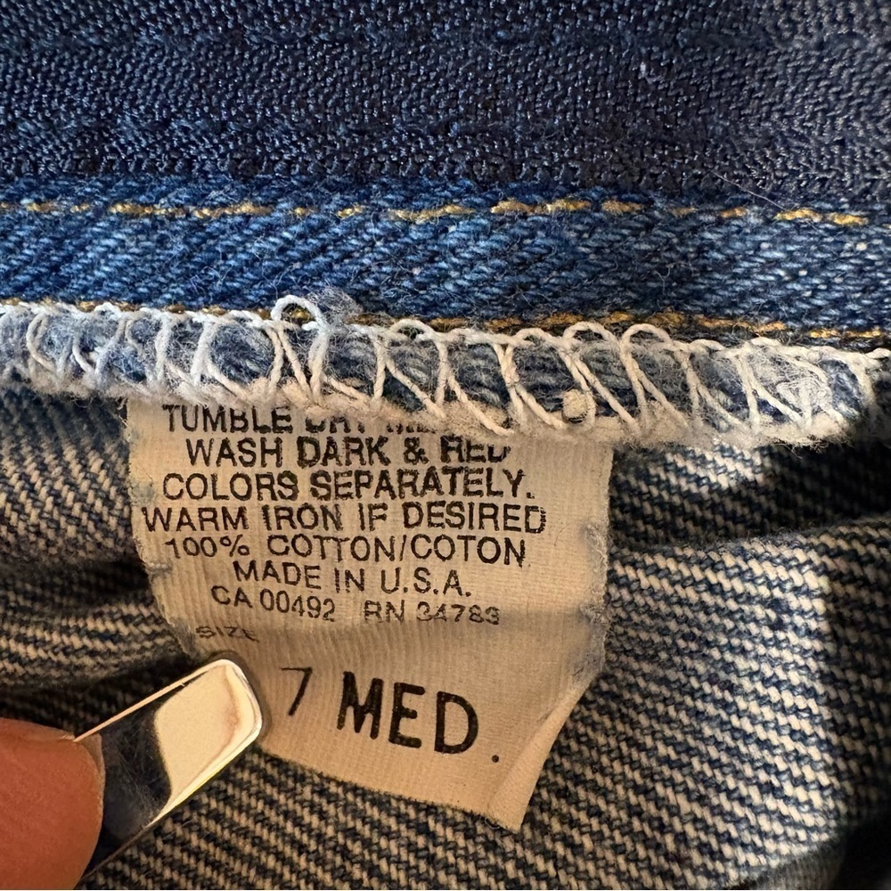 Vintage Lee Jeans Women's 26X29 7 Med Blue Tab Denim Union Stamp Made USA 1980s - Picture 10 of 11